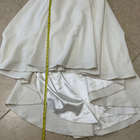 Vow’d Mermaid Trumpet Plunge Wedding Gown women’s Size 4 white train Crepe - Picture 9 of 14